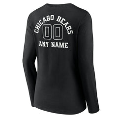 Chicago Bears Women's Personalized Name & Number Monochrome Long Sleeve V-Neck T-Shirt - Black outlet