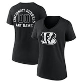 Cincinnati Bengals Women's Personalized Name & Number Monochrome V-Neck T-Shirt - Black cheap