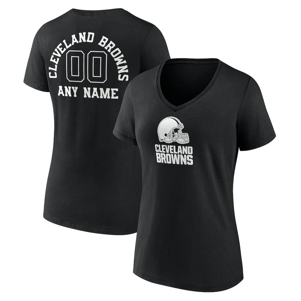 Cleveland Browns Women's Personalized Name & Number Monochrome V-Neck T-Shirt - Black cheap