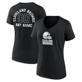 Cleveland Browns Women's Personalized Name & Number Monochrome V-Neck T-Shirt - Black cheap