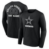 Dallas Cowboys Personalized Name & Number Monochrome Long Sleeve T-Shirt - Black cheap