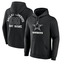 Dallas Cowboys Personalized Name & Number Pullover Hoodie - Black discount