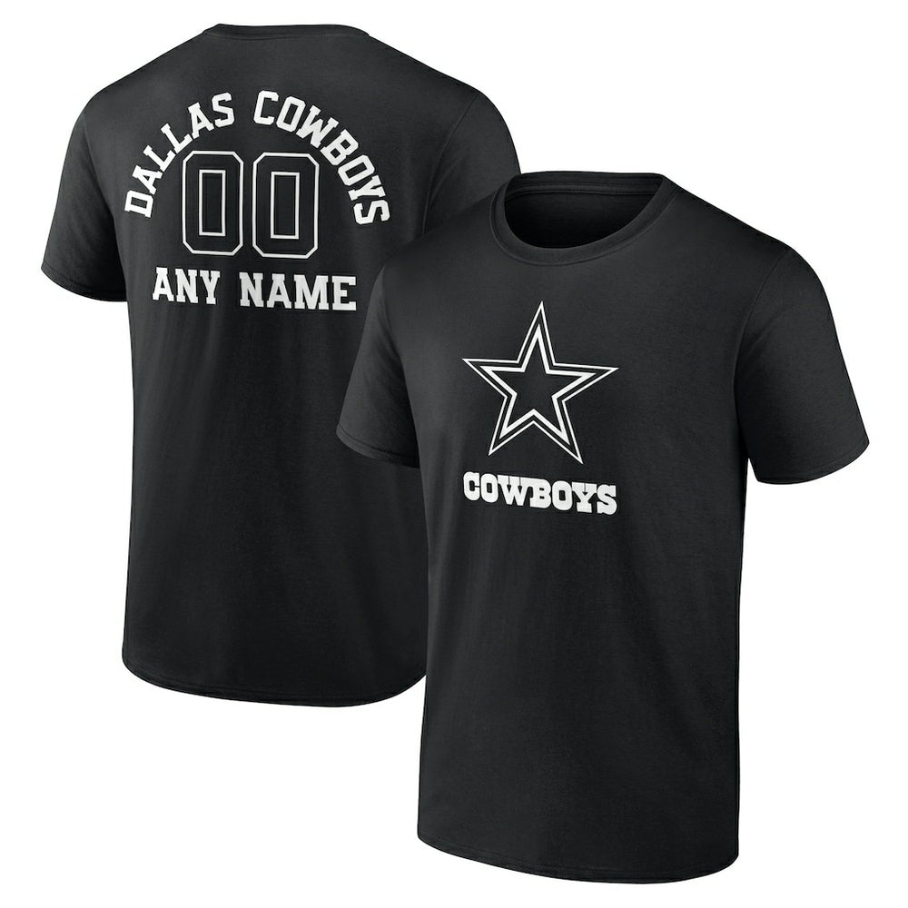 Dallas Cowboys Personalized Name & Number Monochrome T-Shirt - Black for sale