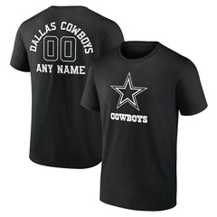 Dallas Cowboys Personalized Name & Number Monochrome T-Shirt - Black for sale