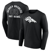 Denver Broncos Personalized Name & Number Monochrome Long Sleeve T-Shirt - Black for sale