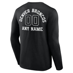 Denver Broncos Personalized Name & Number Monochrome Long Sleeve T-Shirt - Black for sale