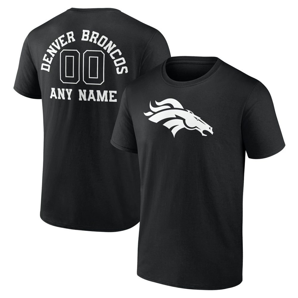 Denver Broncos Personalized Name & Number Monochrome T-Shirt - Black cheap