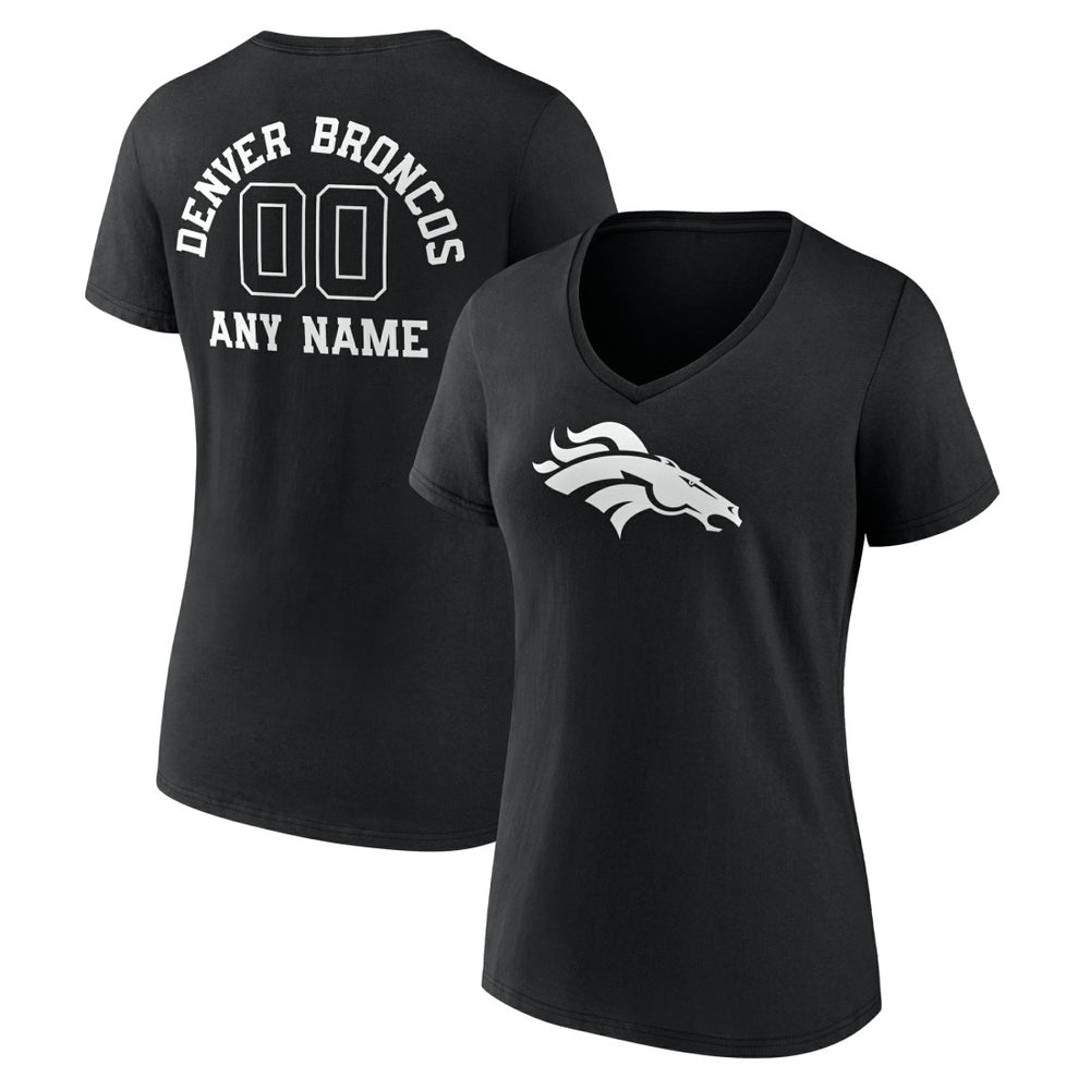 Denver Broncos Women's Personalized Name & Number Monochrome V-Neck T-Shirt - Black cheap