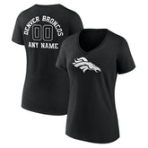 Denver Broncos Women's Personalized Name & Number Monochrome V-Neck T-Shirt - Black cheap