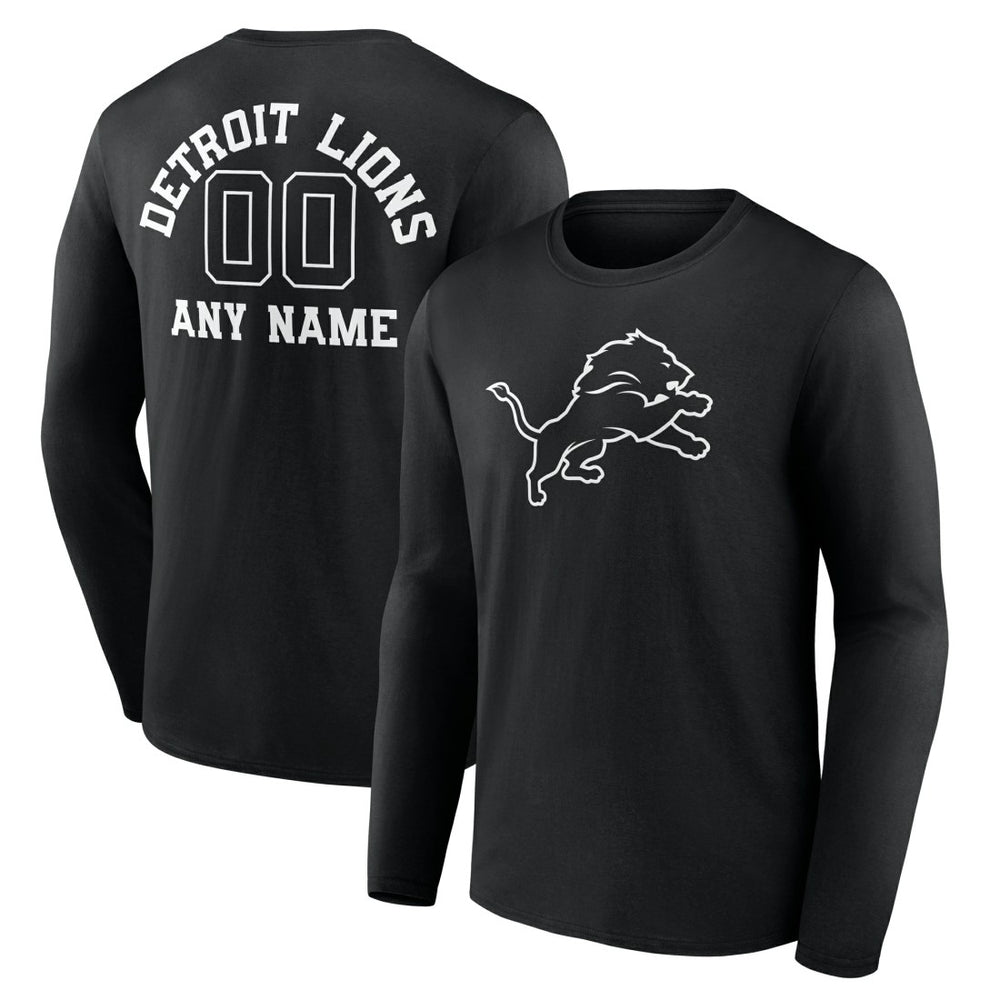 Detroit Lions Personalized Name & Number Monochrome Long Sleeve T-Shirt - Black sale