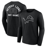 Detroit Lions Personalized Name & Number Monochrome Long Sleeve T-Shirt - Black sale