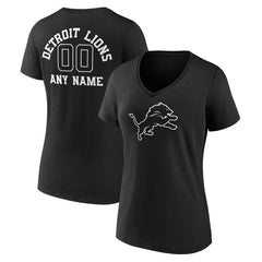 Detroit Lions Women's Personalized Name & Number Monochrome V-Neck T-Shirt - Black cheap