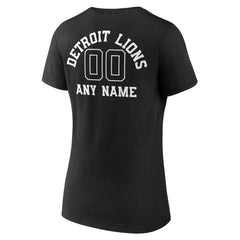 Detroit Lions Women's Personalized Name & Number Monochrome V-Neck T-Shirt - Black cheap