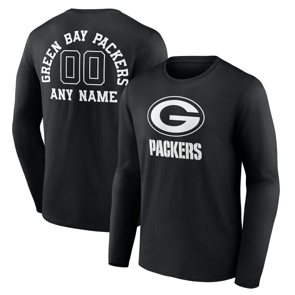 Green Bay Packers Personalized Name & Number Monochrome Long Sleeve T-Shirt - Black online