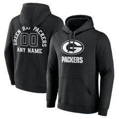 Green Bay Packers Personalized Name & Number Pullover Hoodie - Black cheap