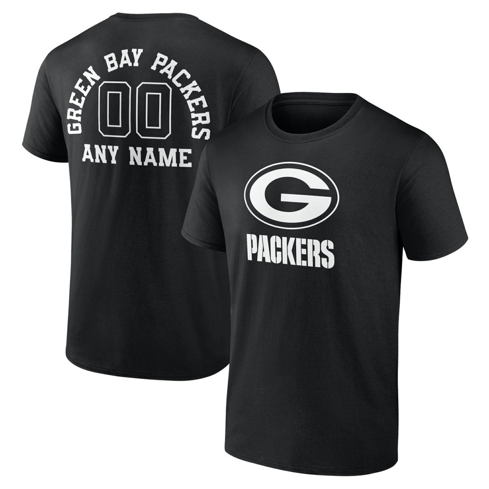Green Bay Packers Personalized Name & Number Monochrome T-Shirt - Black for sale