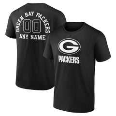 Green Bay Packers Personalized Name & Number Monochrome T-Shirt - Black for sale