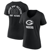 Green Bay Packers Women's Personalized Name & Number Monochrome V-Neck T-Shirt - Black online