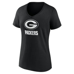 Green Bay Packers Women's Personalized Name & Number Monochrome V-Neck T-Shirt - Black online