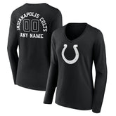 Indianapolis Colts Women's Personalized Name & Number Monochrome Long Sleeve V-Neck T-Shirt - Black sale