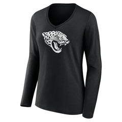Jacksonville Jaguars Women's Personalized Name & Number Monochrome Long Sleeve V-Neck T-Shirt - Black sale