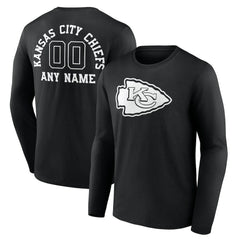 Kansas City Chiefs Personalized Name & Number Monochrome Long Sleeve T-Shirt - Black discount