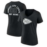 Kansas City Chiefs Women's Personalized Name & Number Monochrome V-Neck T-Shirt - Black for sale
