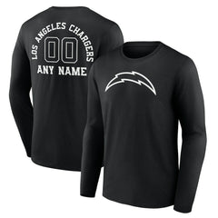 Los Angeles Chargers Personalized Name & Number Monochrome Long Sleeve T-Shirt - Black on sale