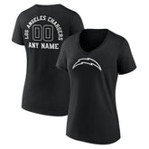 Los Angeles Chargers Women's Personalized Name & Number Monochrome V-Neck T-Shirt - Black cheap