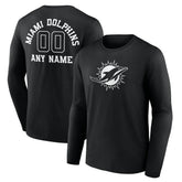 Miami Dolphins Personalized Name & Number Monochrome Long Sleeve T-Shirt - Black online