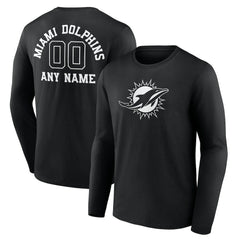 Miami Dolphins Personalized Name & Number Monochrome Long Sleeve T-Shirt - Black online