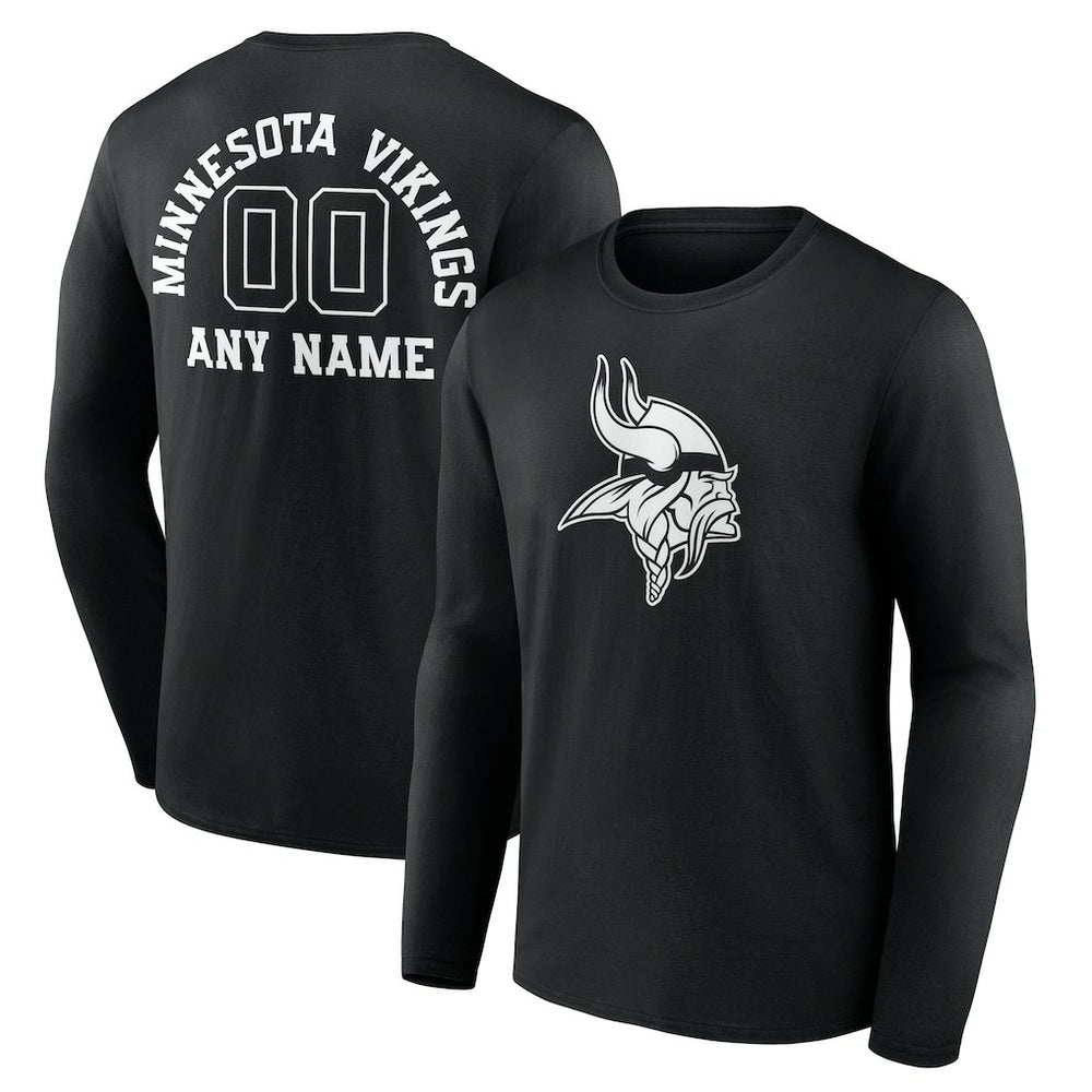 Minnesota Vikings Personalized Name & Number Monochrome Long Sleeve T-Shirt - Black sale