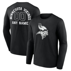Minnesota Vikings Personalized Name & Number Monochrome Long Sleeve T-Shirt - Black sale