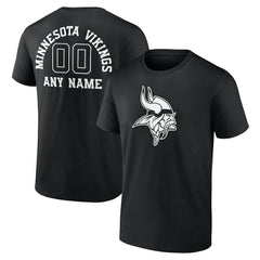 Minnesota Vikings Personalized Name & Number Monochrome T-Shirt - Black for sale