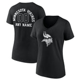 Minnesota Vikings Women's Personalized Name & Number Monochrome V-Neck T-Shirt - Black on sale