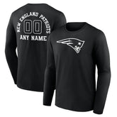 New England Patriots Personalized Name & Number Monochrome Long Sleeve T-Shirt - Black outlet