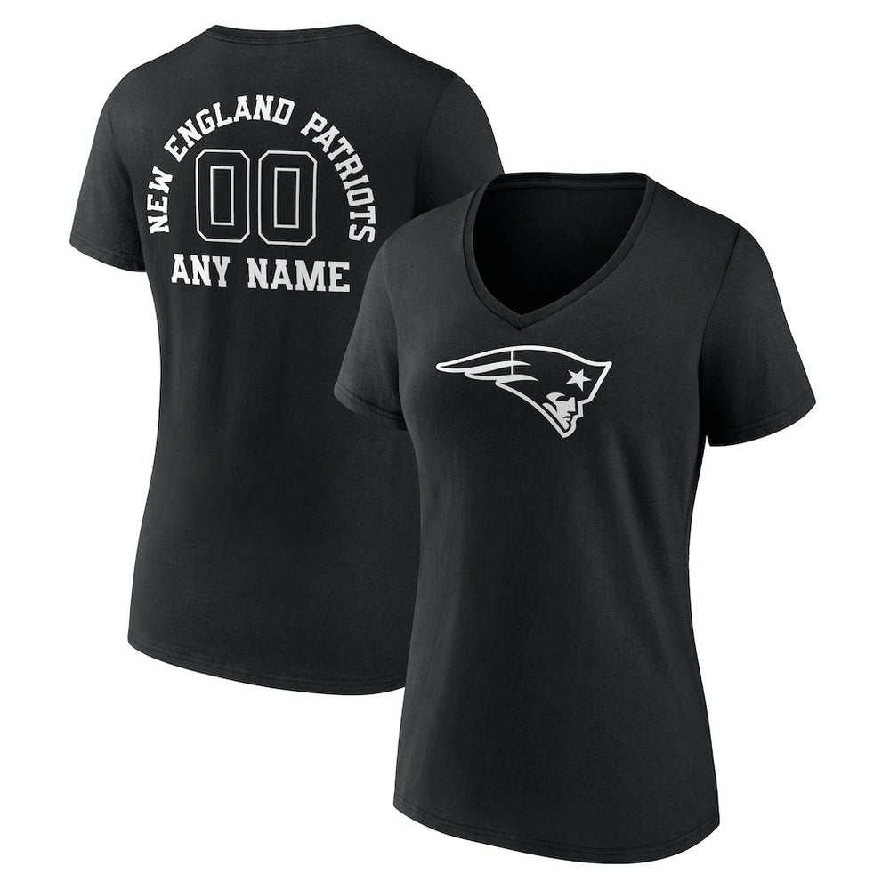 New England Patriots Women's Personalized Name & Number Monochrome V-Neck T-Shirt - Black online