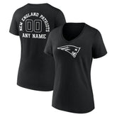 New England Patriots Women's Personalized Name & Number Monochrome V-Neck T-Shirt - Black online