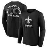 New Orleans Saints Personalized Name & Number Monochrome Long Sleeve T-Shirt - Black on sale