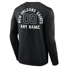 New Orleans Saints Personalized Name & Number Monochrome Long Sleeve T-Shirt - Black on sale