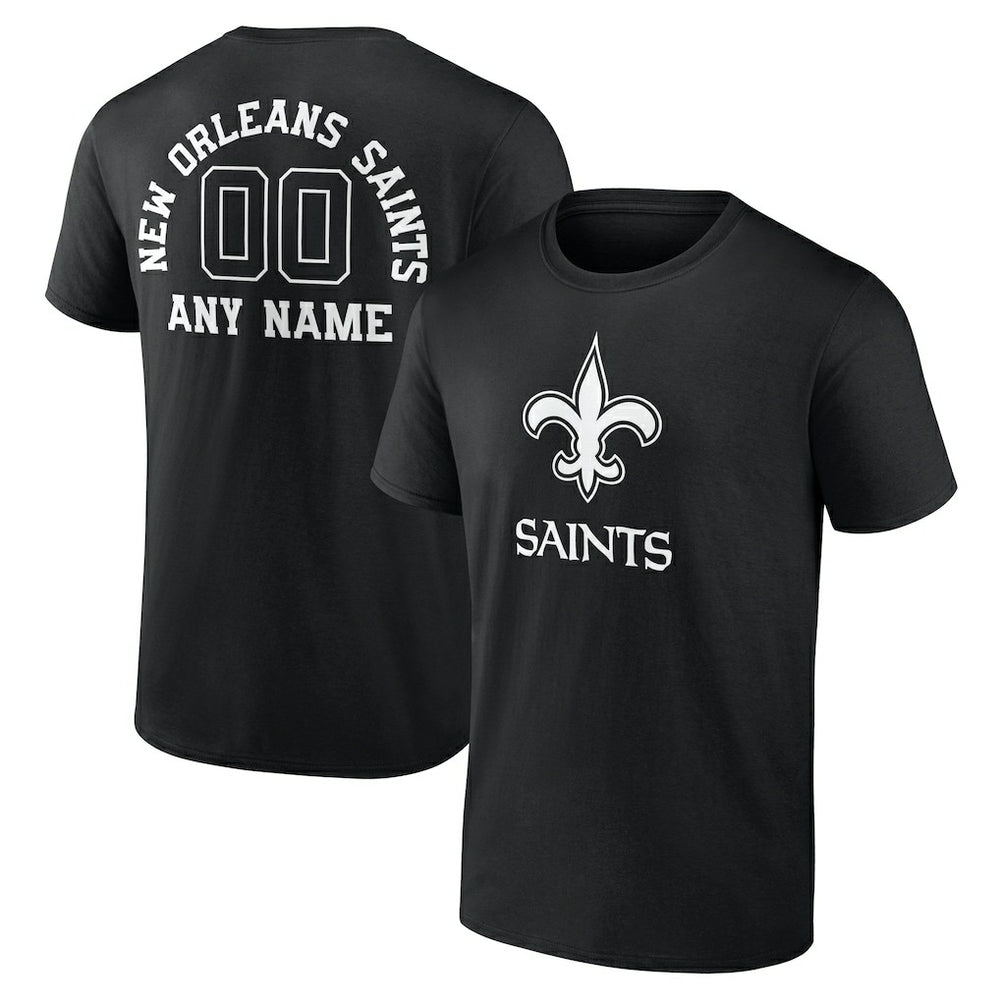 New Orleans Saints Personalized Name & Number Monochrome T-Shirt - Black outlet