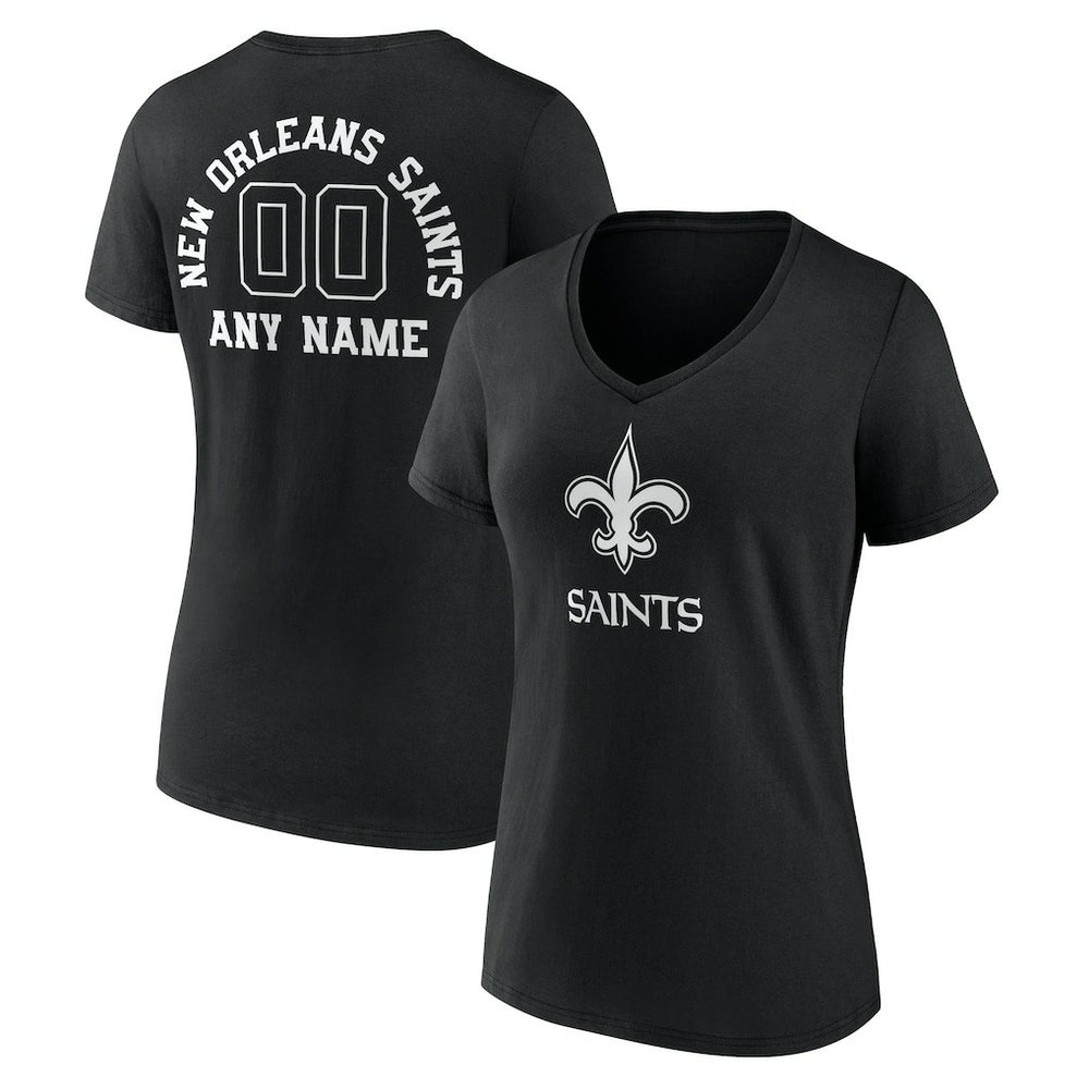 New Orleans Saints Women's Personalized Name & Number Monochrome V-Neck T-Shirt - Black discount