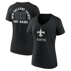 New Orleans Saints Women's Personalized Name & Number Monochrome V-Neck T-Shirt - Black discount