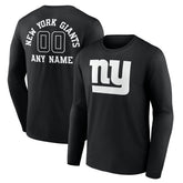 New York Giants Personalized Name & Number Monochrome Long Sleeve T-Shirt - Black for sale