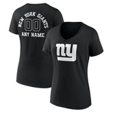 New York Giants Women's Personalized Name & Number Monochrome V-Neck T-Shirt - Black on sale
