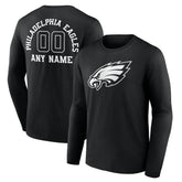 Philadelphia Eagles Personalized Name & Number Monochrome Long Sleeve T-Shirt - Black sale