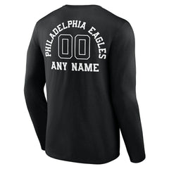 Philadelphia Eagles Personalized Name & Number Monochrome Long Sleeve T-Shirt - Black sale