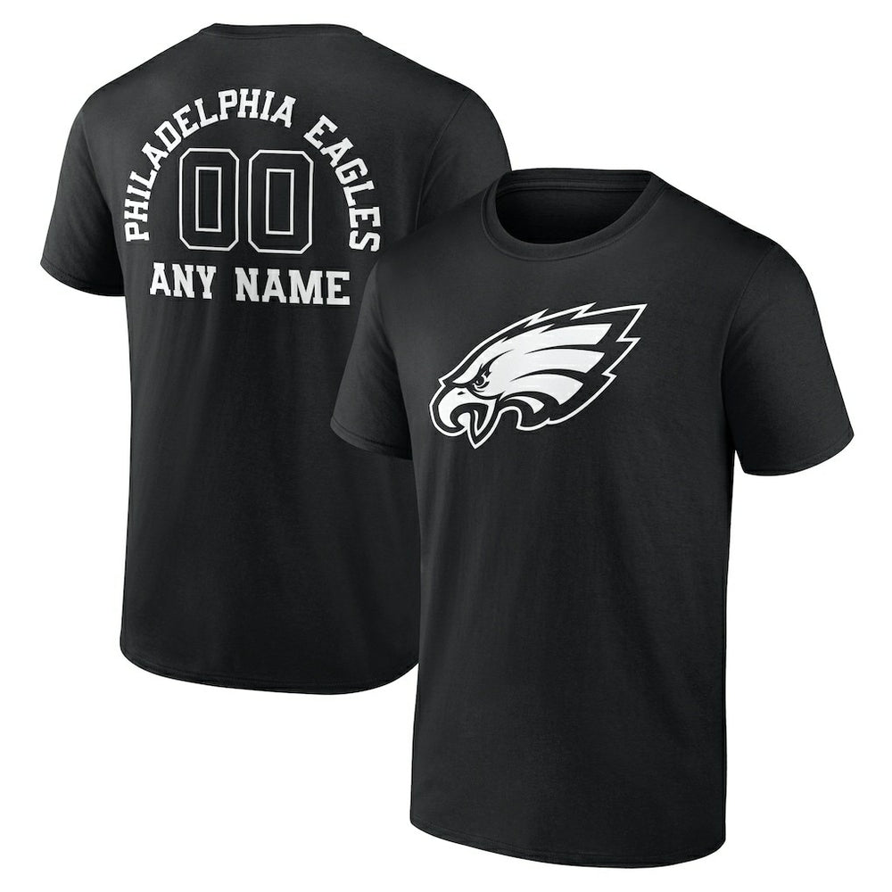 Philadelphia Eagles Personalized Name & Number Monochrome T-Shirt - Black for sale