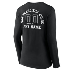 San Francisco 49ers Women's Personalized Name & Number Monochrome Long Sleeve V-Neck T-Shirt - Black sale