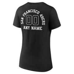 San Francisco 49ers Women's Personalized Name & Number Monochrome V-Neck T-Shirt - Black outlet